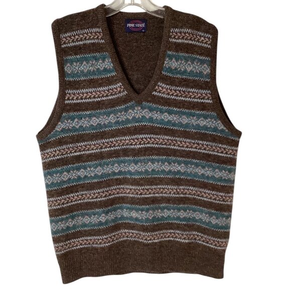 Vintage Pine‎ State V-Neck Wool Blend Sweater Vest - Women's Size Large - Picture 1 of 6